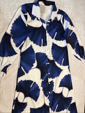 Women's Navy Blue Floral Button-Down Dress